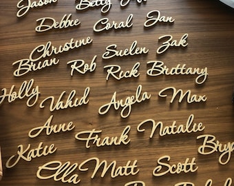 Personalized Wooden Place Cards , Name Plates For Wedding  , gold wood names , Place Cards , Place Setting , Custwedding place cards