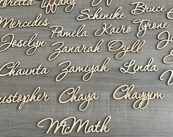 Place names,Wedding place names,Lazer Cut names,Gold  Place names,Wedding Decor,Place Cards Wooden Place Names