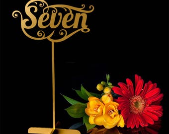 Table Numbers.Wedding signs.Gold table numbers.Table decoration.Numbers with base- Please Send your phone number in the "NOTE to the seller"