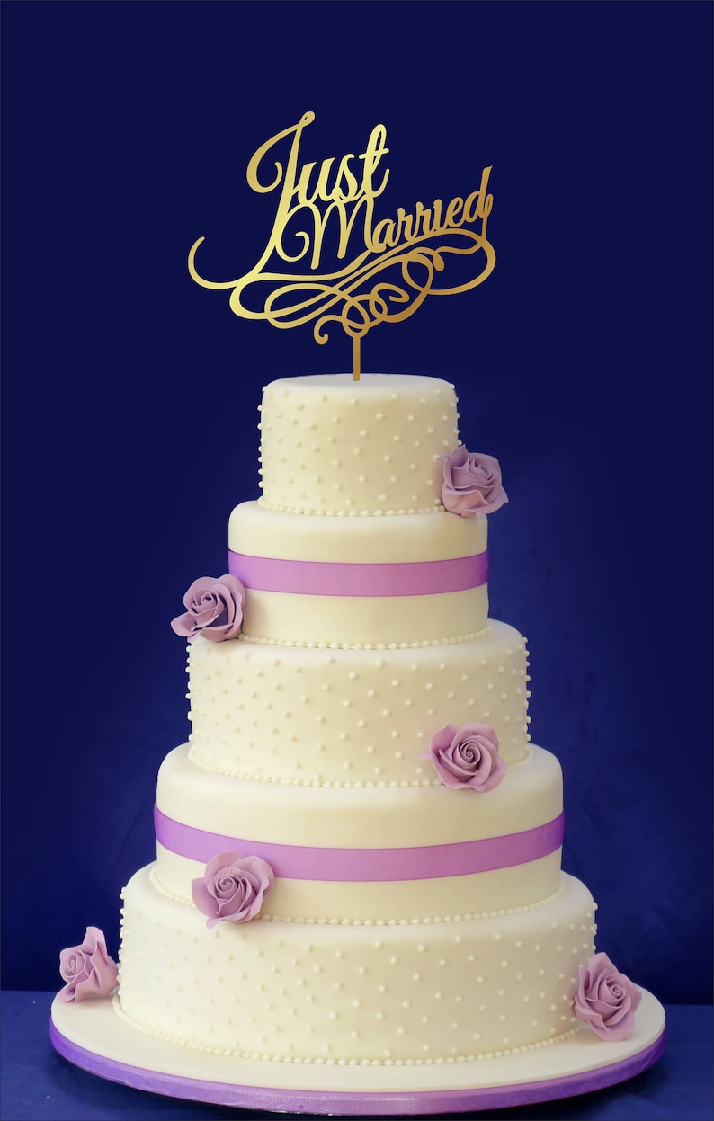 Cake Topper Just Married Gold Cake Topper Etsy — free download