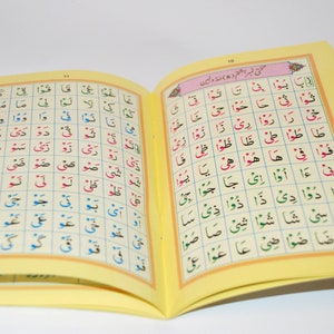 Noorani Qaida, Islamic Arabic Alphabet, Al Qaeda Noorania Teaching Aid Gloss Laminated Book New Edition 2023 with English image 7