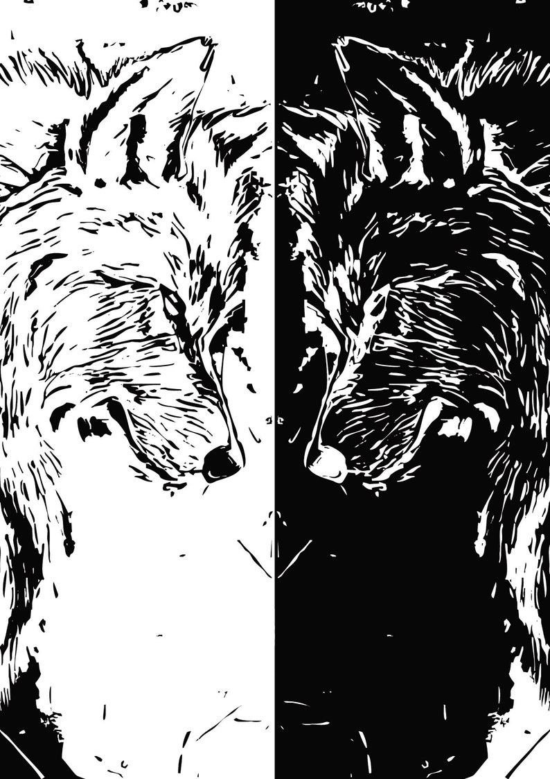Two Wolves Image, Inspired by a Spiritual Native American Saying Story of The Battle Within 2 Wolf Inspirational Art Cherokee Legend image 1