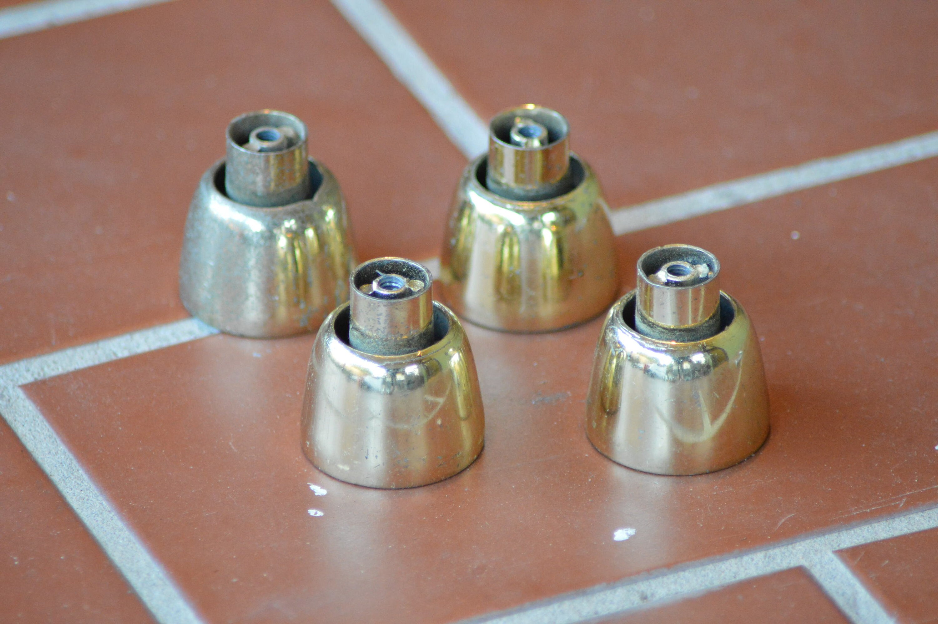 Atomic MCM Cabinet Knobs Drawer Pulls Gold Concave Tulip set of 4 Etsy