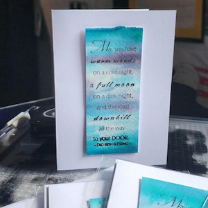Handgemalte Grußkarten - Irish Blessing - Good Luck, Hello, Happiness: Aquarell, Stempeltinte, anpassbar, Glücksklee-Zusatz