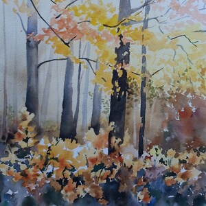 autumn, autumn painting, autumn original watercolor, autumn painting, autumn forest, autumn leaves