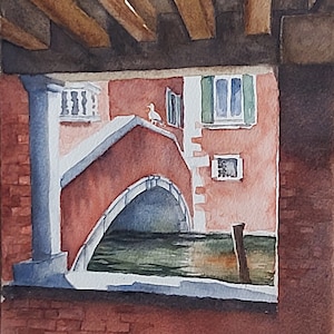 Venezia, acquerello di Venezia, veduta di Venezia, quadro di Venezia, ponti di Venezia, arte di Venezia, dipinto di Venezia, città Venezia
