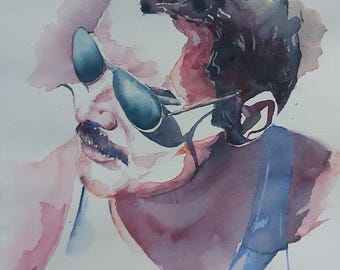 Freddie Mercury, a character still alive in the hearts of the many fans who loved and love him in this emotional watercolor