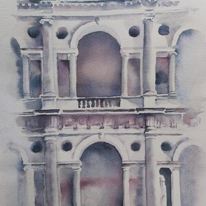 basílica palladiana, acuarela de basílica, obra de Palladio, basílica de Vicenza, pintura basílica palladio, pintura basílica palladio