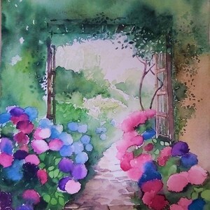 ortensie, fiori ortensie, acquerello ortensie, dipinto ortensie, quadro ortensie, ortensie colorate, arte dell'ortensia, arte del fiore