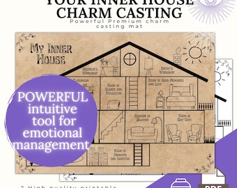 Charm casting board My Inner House - BETTER THAN TAROT Printable file - for personal growth, divination, Love readings, Money readings