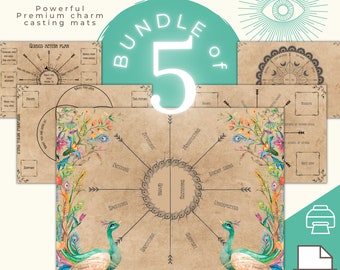 Bundle of 5 Charm casting boards THE PROSPERITY MAKER for money, luck, manifestation, career readings, ikigai Printable files for divination