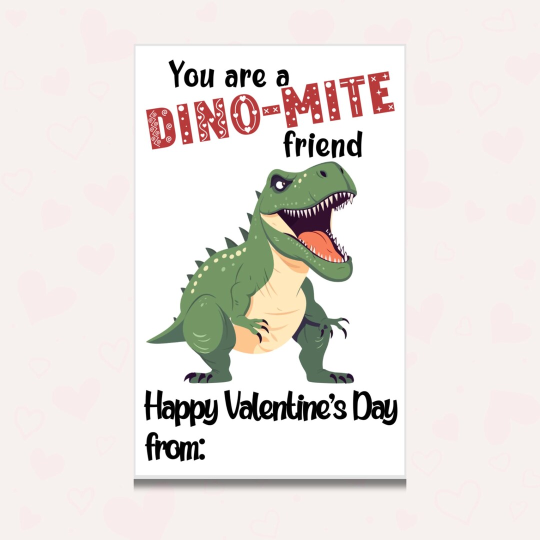 Classroom Valentine Download, Dinosaur Pun Joke Downloadable T-rex Card ...