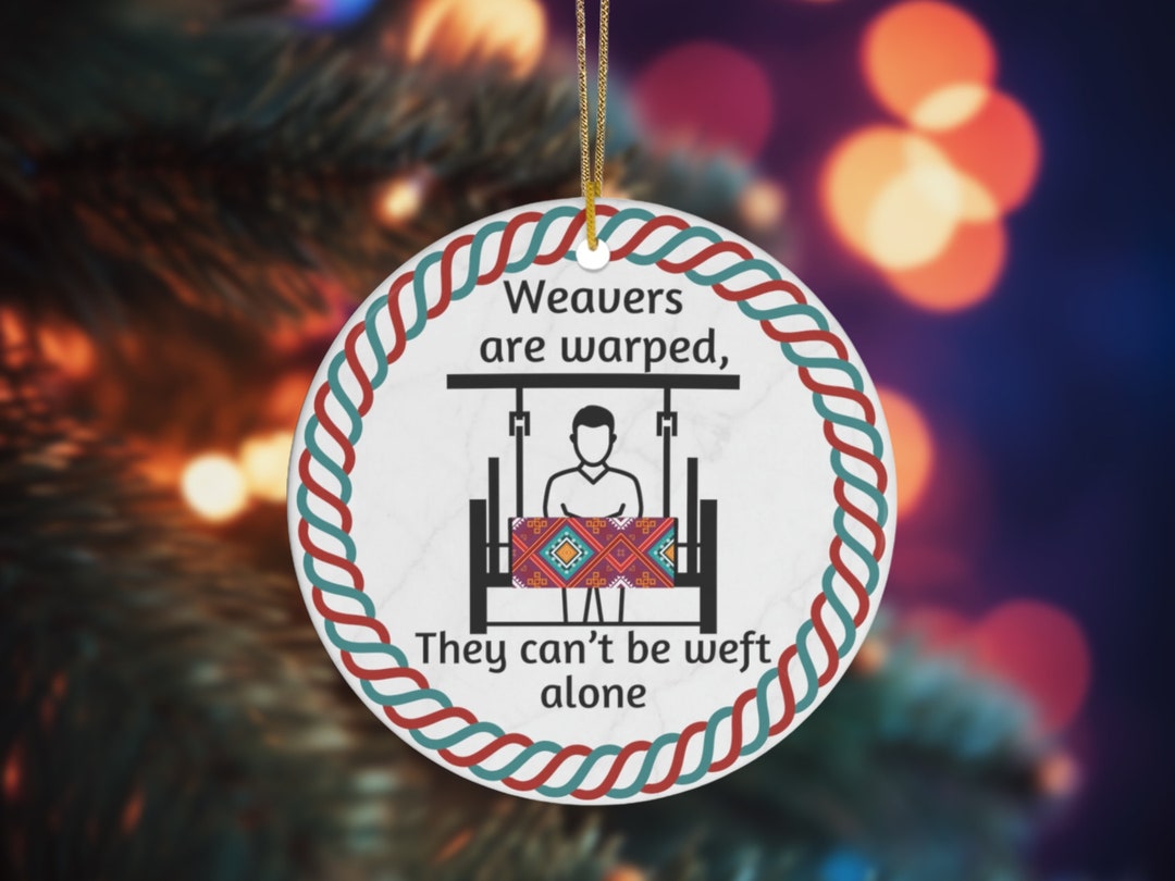 Porcelain Christmas Ornament for Weavers, Weaving Loom, Warp Pattern