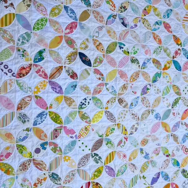 Handmade Vintage Sheet King/Queen Size Quilt