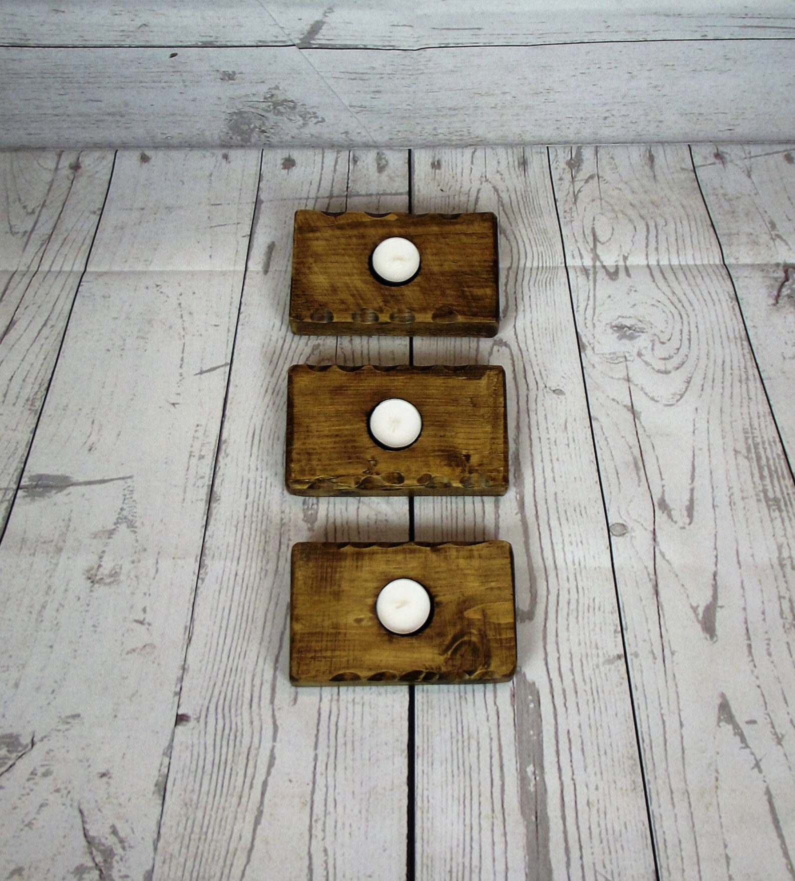 Wooden Candle Holder Set of Three Wooden Tealight Holder Etsy UK