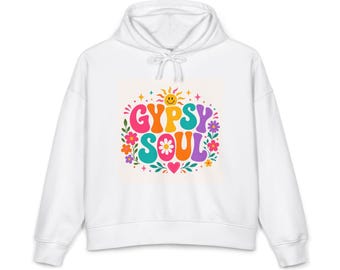 Gypsy Soul floral typography Hoodie | Retro colorful boho design