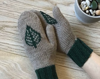 Wool knitted mittens Hand knitted warm women winter mittens Stylish gloves Arm warmers Natural wool knitted mittens Mother wife winter gift