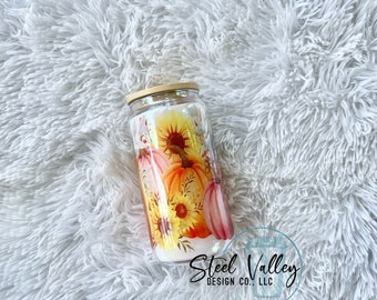 Pumpkin Glass can, Pumpkin Fall Glass Can, Fall Glass can, Fall Tumbler, Pumpkin Tumbler