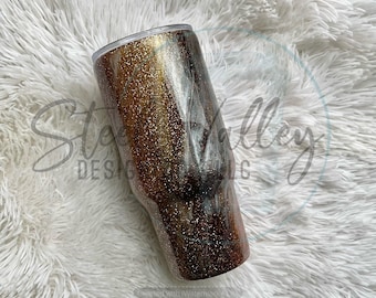 Gold to Burgundy Glitter Ombre Tumbler