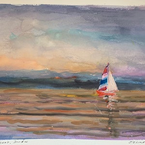 Lake Mead, Dusk - Original Watercolor Sketch - 9x12 - Incl. Mat & Mount