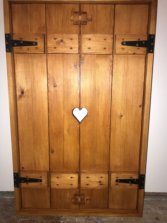 Cupboard Doors Small Shutters In Frame Heart Design Shabby Chic Bi Fold Teak Stain New Home Furniture Window Latches Autumn Hygge