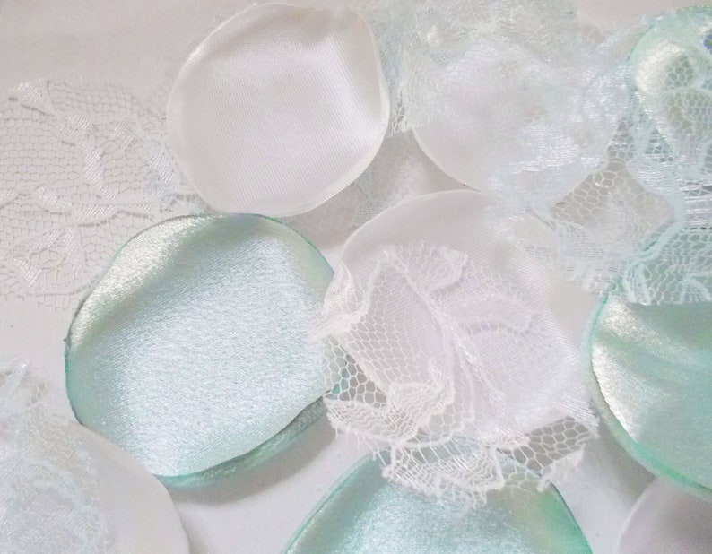 Quinceanera Sweet 16 Decor Crafting Flower Girl Scatter Petals Wedding Decor Bridal Decor Wedding Rose Petals Satin Teal White Petals
