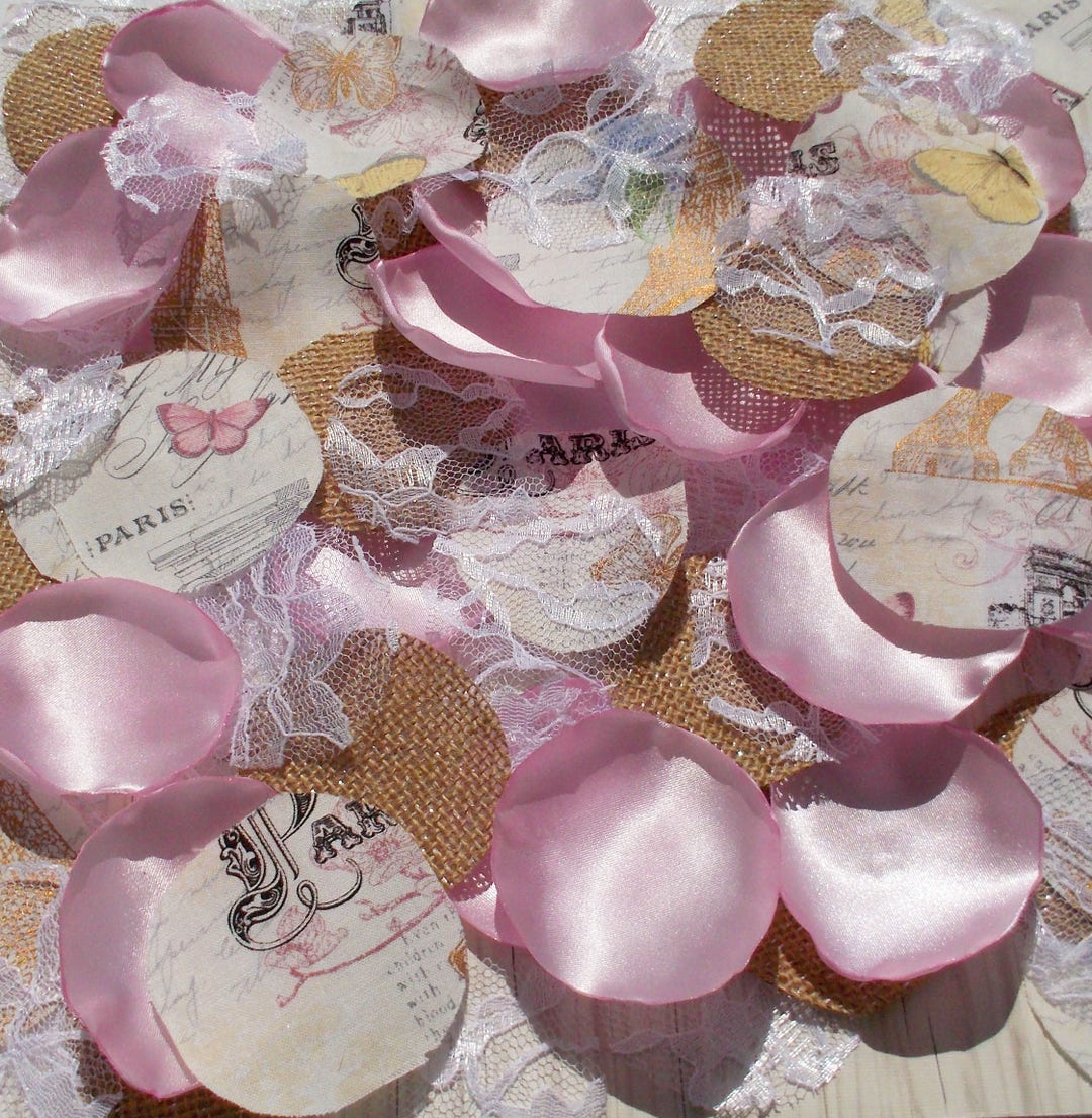 Pink Burlap Lace Rose Petals Rose Gold Petals Wedding Decor Etsy