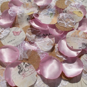 Burlap & Lace Rose Petals: Rustic Wedding, Paris Shower Decor