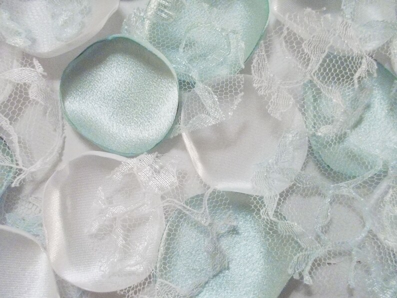 Quinceanera Sweet 16 Decor Crafting Flower Girl Scatter Petals Wedding Decor Bridal Decor Wedding Rose Petals Satin Teal White Petals