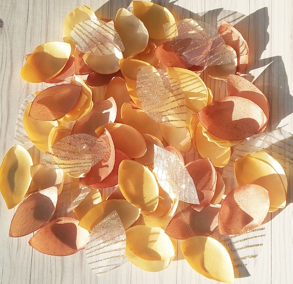 Gold Silk Organza Leaves Shapes, Wedding Decor, Silk Artificial Leaves