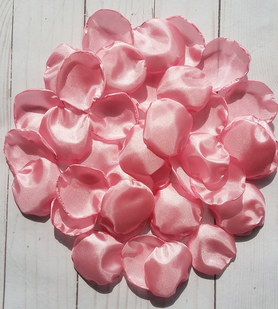 Pink Satin Rose Petals, Blush Wedding Decor Petals, Silk Flower Petals