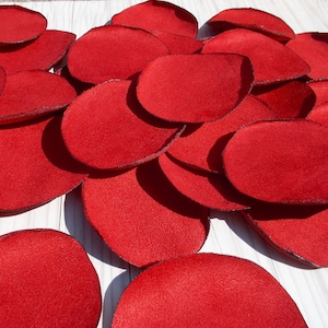 Red Suede Petals for Valentines Day, Wedding, or Christmas Decor, Hair Accessory, Handbag Flower-Making, Artificial Fabric Crafting Supply