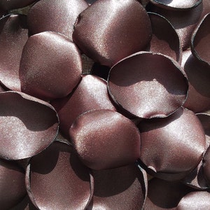 Dark Chocolate Brown Satin Rose Petals: Hand-Cut Wedding Decor