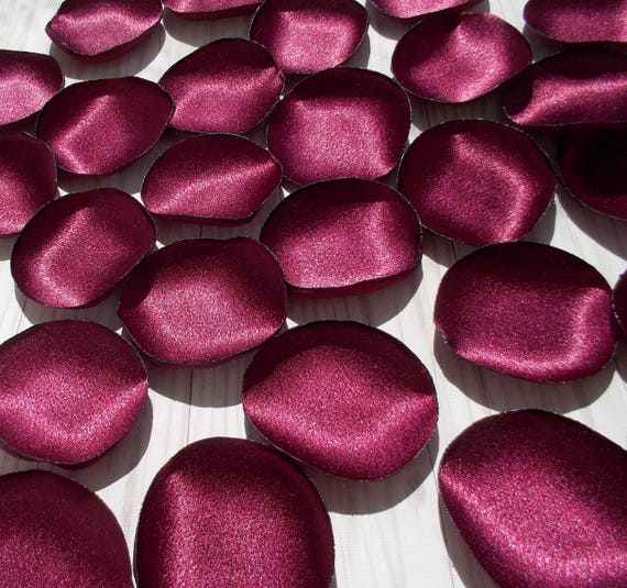 Burgundy Satin Rose Petals, Wedding Rose Petals, Silk Rose Petals