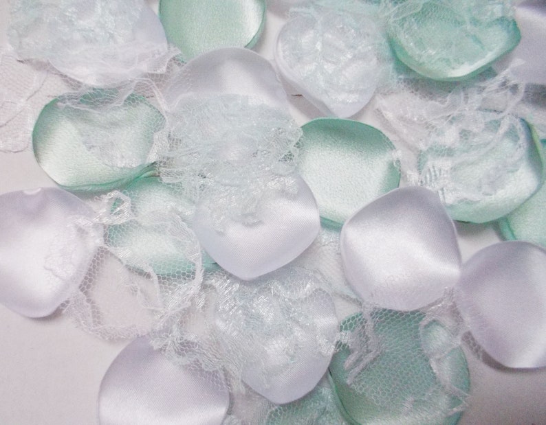 Quinceanera Sweet 16 Decor Crafting Flower Girl Scatter Petals Wedding Decor Bridal Decor Wedding Rose Petals Satin Teal White Petals