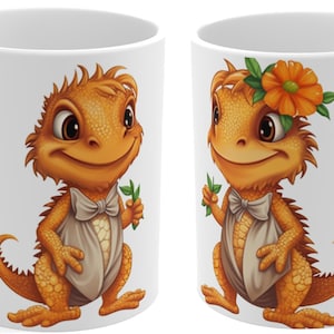 Bearded Dragon Couple Mug, Cute Reptile Gift, Bearded Dragon Lover, Funny Lizard Cup, Gift for Him, Her, Couples Cup, Wedding Mug
