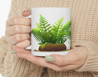 Fern Coffee Mug, Fern Leaf, Cottagecore Nature Mug, Botanical Tea Cup, Relaxing Green Design, Plant Lover Gift, Fern Tea Cup, Plant Mug