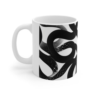 Snake Scale Design Coffee Mug, Reptile cup, Snake Lover Gift, Gift for Him, Gift for Her, Black Snakes Mug image 2