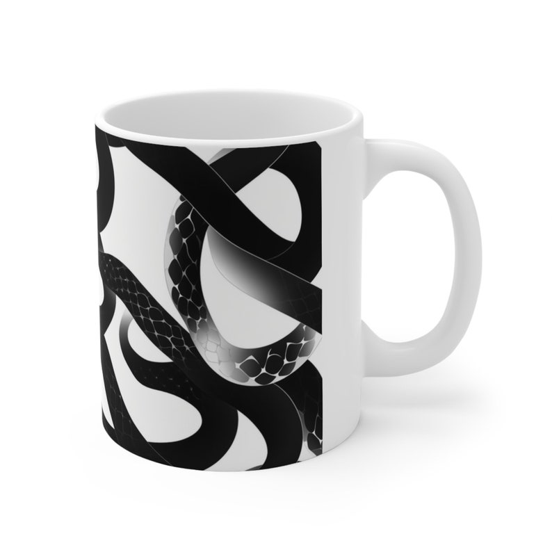 Snake Scale Design Coffee Mug, Reptile cup, Snake Lover Gift, Gift for Him, Gift for Her, Black Snakes Mug image 3