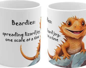 Tazza Grande 425ml Con Drago Barbuto | Divertente Regalo Per Amanti Dei Rettili | Ceramica Per Microonde E Lavastoviglie