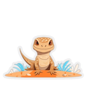 Schattig Savannah Monitor Sticker, Hagedis Sticker, Monitor Hagedis Sticker, Reptielen Lover Gift, Reptielen Sticker, Kiss-Cut Sticker