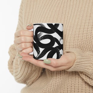 Snake Scale Design Coffee Mug, Reptile cup, Snake Lover Gift, Gift for Him, Gift for Her, Black Snakes Mug image 8