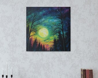 Acrylic Aurora Night Wall Art, Night Sky Canvas, Aurora Print, Night Sky Art, Fantasy Print, Night Sky Painting, Aurora Art, Aurora Borealis