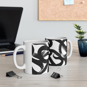 Snake Scale Design Coffee Mug, Reptile cup, Snake Lover Gift, Gift for Him, Gift for Her, Black Snakes Mug image 5