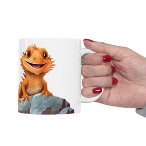 Smiling Bearded Dragon Mug, Cute Reptile Gift, Bearded Dragon Lover, Funny Lizard Cup, Gift for Him, Her, Birthday, Ceramic Mug 11oz