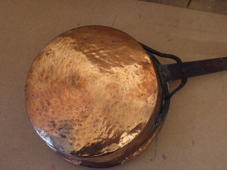 A French Antique Copper Pan Long Handle Frying Pan Etsy