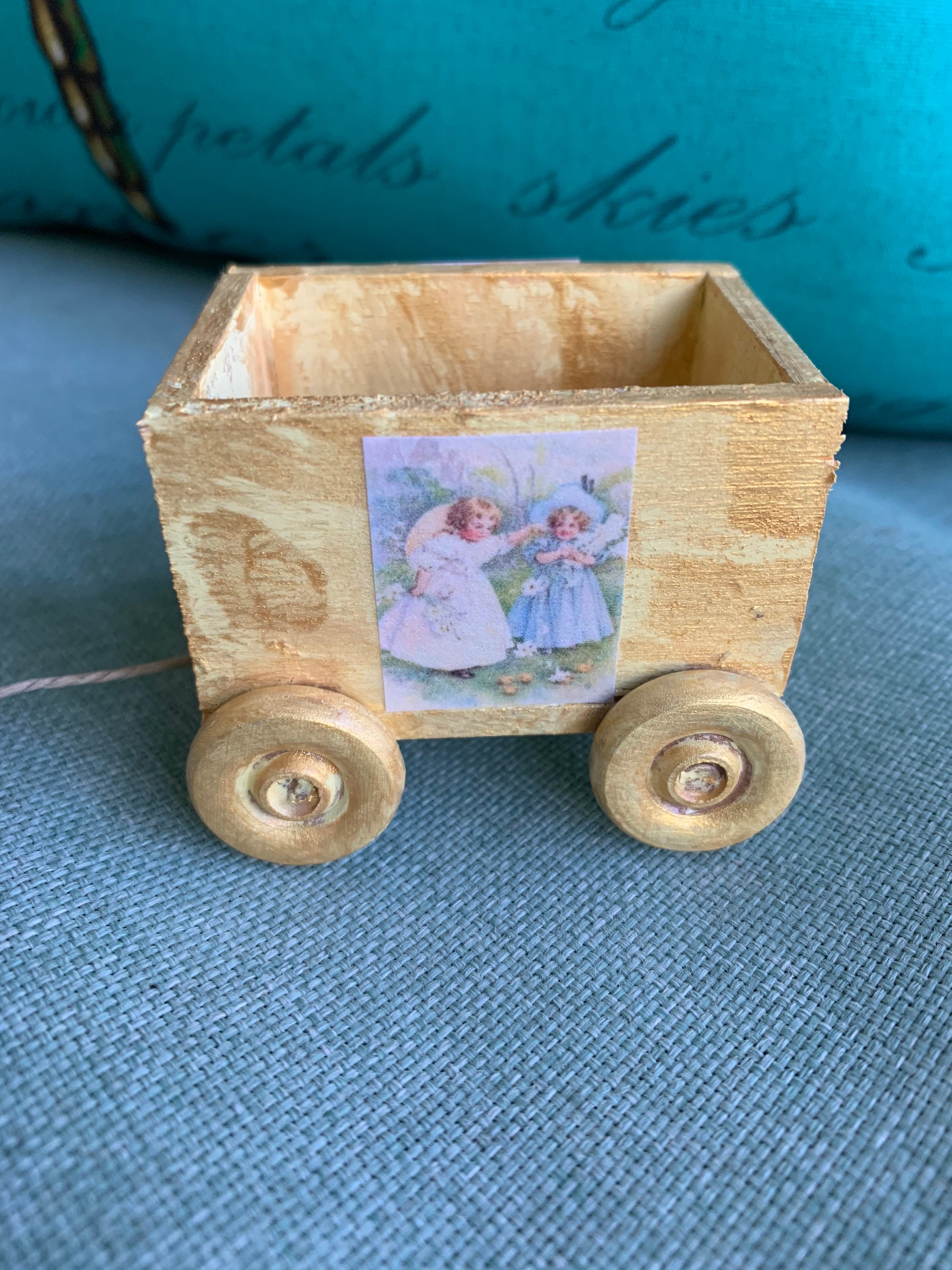 Vintage Dollhouse Scale Miniature Wooden Wagon For Your Dolls Etsy
