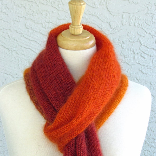 Orange Knit Scarf Etsy