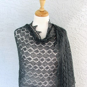 Hand Knit Lace Shawl, Merino Wool & Silk