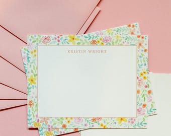 Personalized Wildflower Stationery Set | Custom Greeting Cards